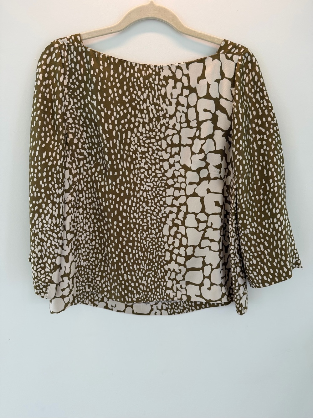 J. Crew Women’s Reptile Print Dress 100% Silk Twill Blouse- retro